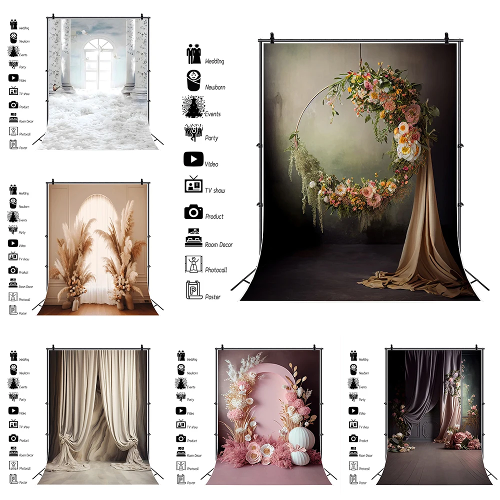 Wedding Portrait Photography Background Flower Boho Style Floral Window Bridal Shower Baby Birthday Party Backdrop Photo Studio