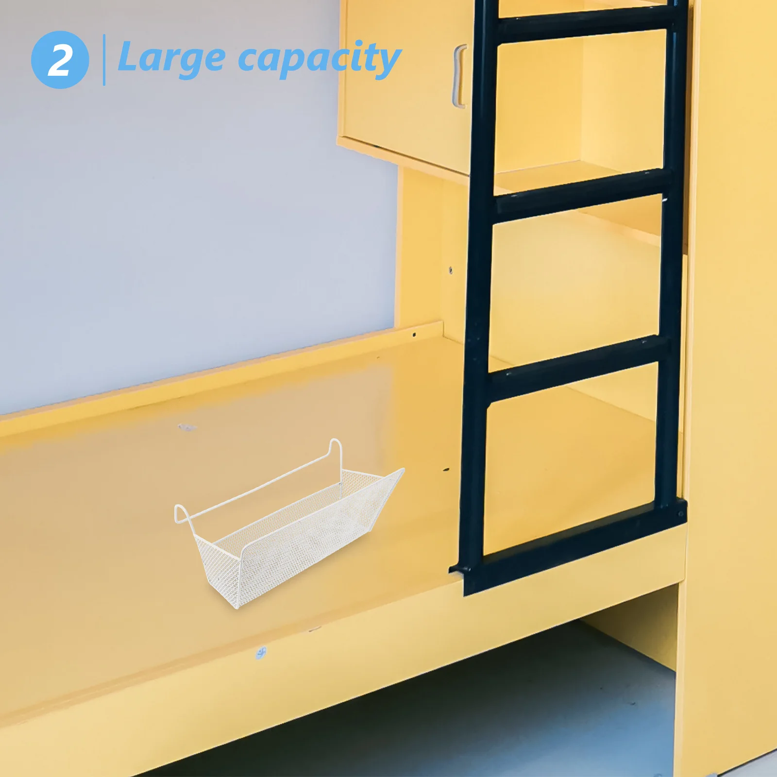 

Bedside Hanging Basket Metal Organizer Large Capacity No Drill Dormitory Bunk Bed Hanging Storage Basket Sundries Holder
