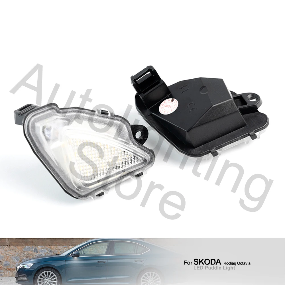 2x For Skoda Octavia Superb Kodiaq Karoq 2017-2021 VW T-Roc 2020 LED Under Side Mirror Puddle Light Courtesy Lamps#3T0945291A