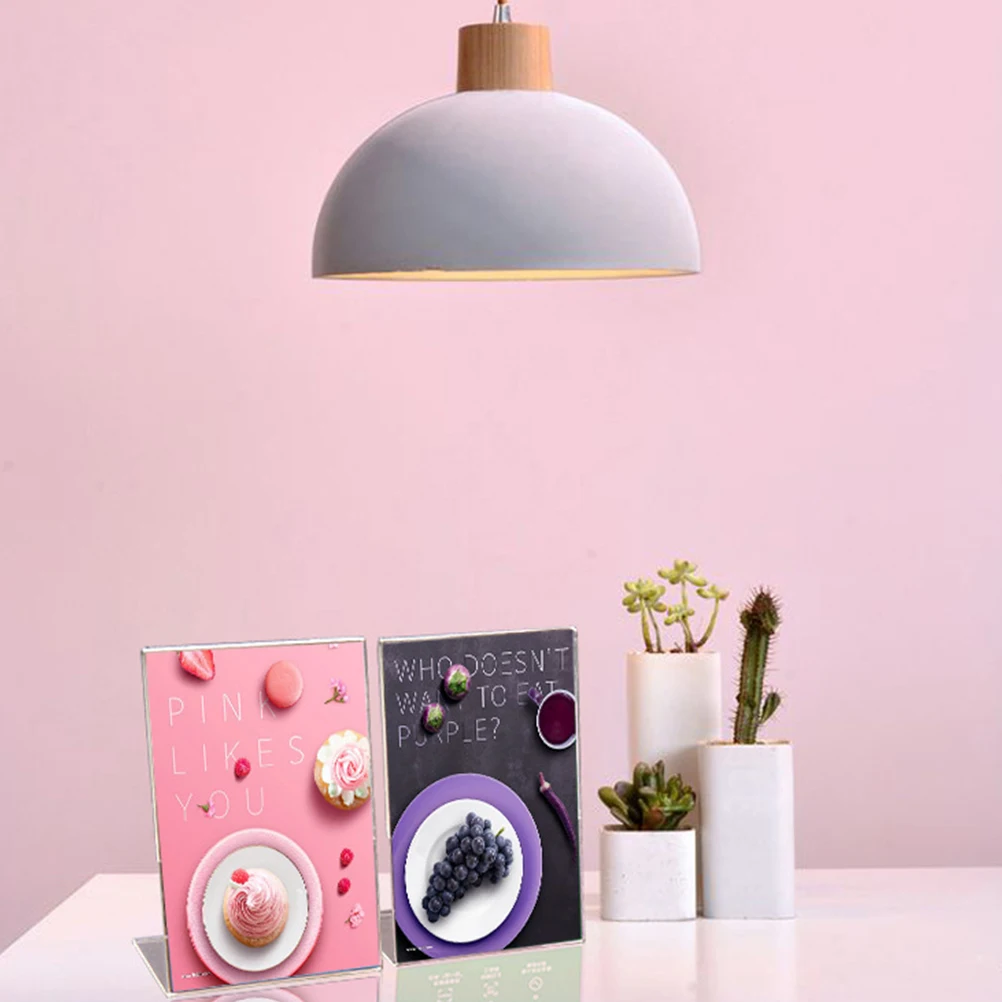 

2pcs Acrylic Sign Holder Clear Display Stand For Menu Flyer Photo Table Use Durable Scratch-Resistant Rack Desktop Support