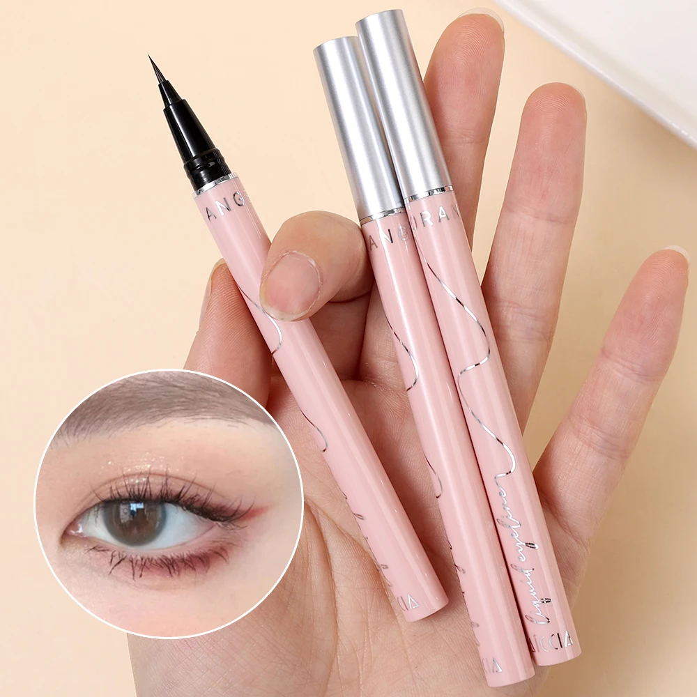 สีดําสีขาว Smooth Liquid Eyeliner ดินสอยาวนาน Quick Drying Outline ขนตาล่างโกหก Silkworm ปากกาแต่งหน้าเครื่องสําอาง