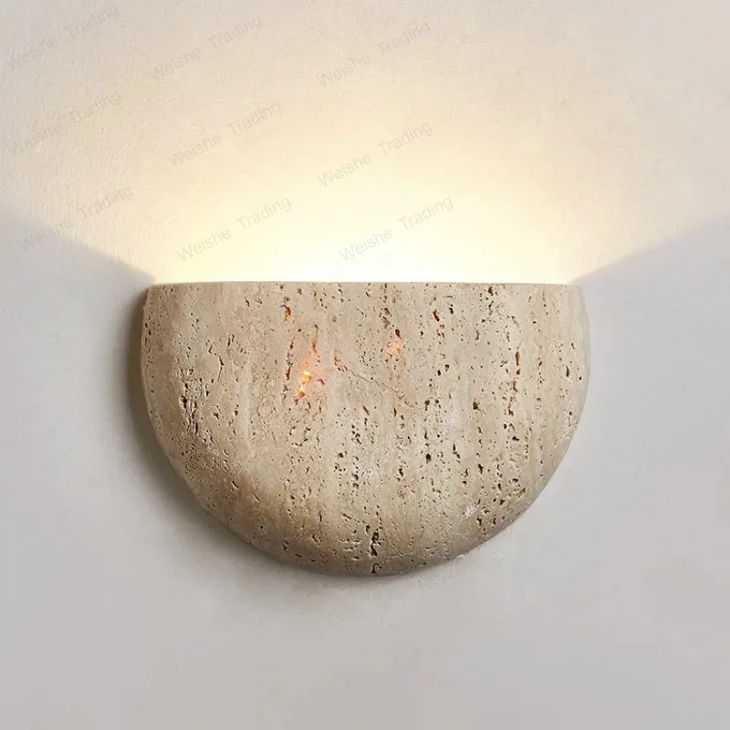 

Wall Lamp Bedroom Bedside Light Retro Medieval Style Yellow Cave Stone Nature Lighting Fixtures Home Room Decor Interior