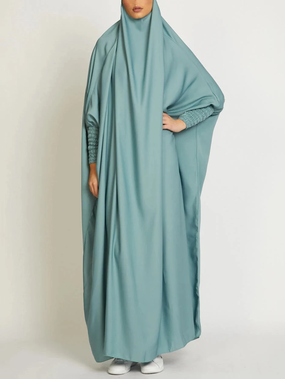 Robe Abaya à manches froncées pour le Ramadan, robe longue pour le printemps et l\'automne, vêtements islamiques pour femmes