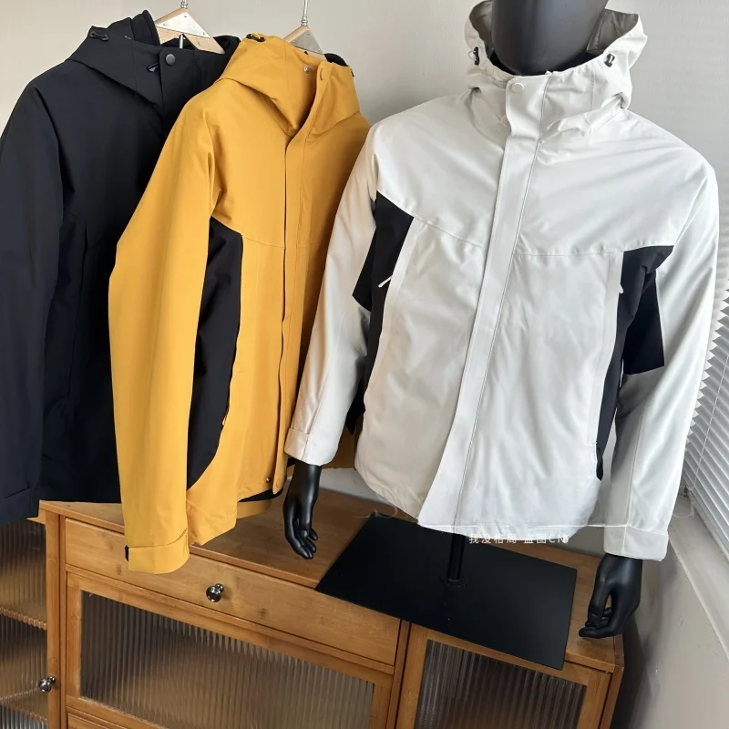 

Outdoor Tee-in-One 3D Tailored Fce Lined Windproof Waterproof Men's Jaet Detachable Polyester Fiber Long Sve Hooded