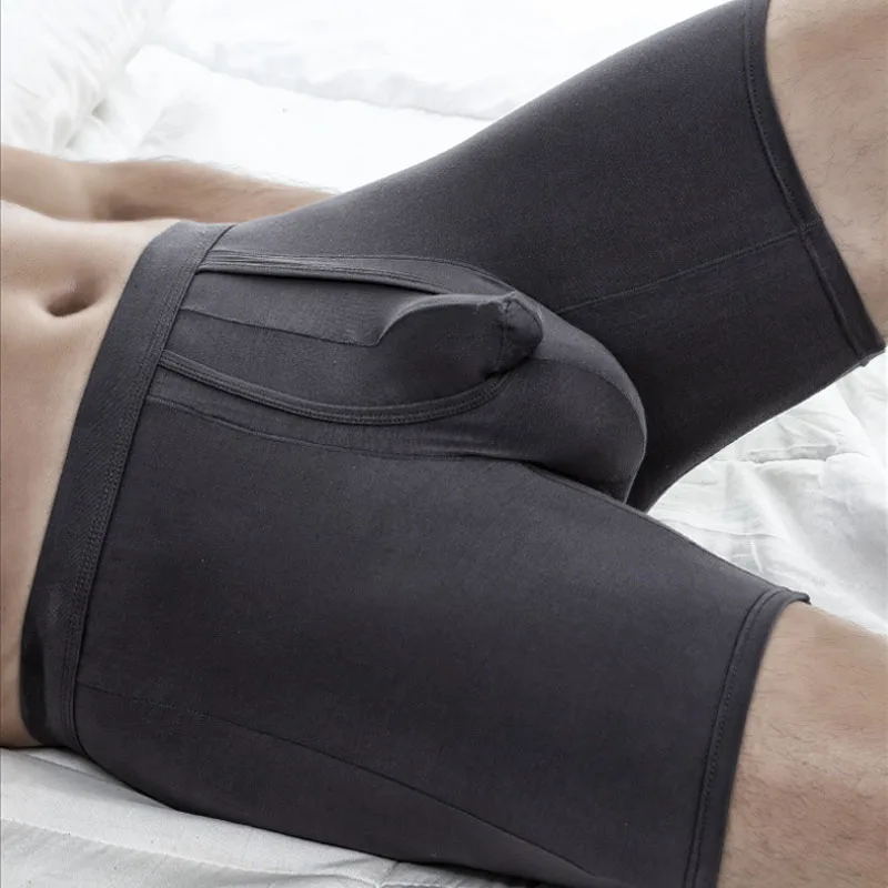 Bóxer de talla grande para hombre, ropa interior de bolsillo de pene, pantalones cortos para correr, 110kg