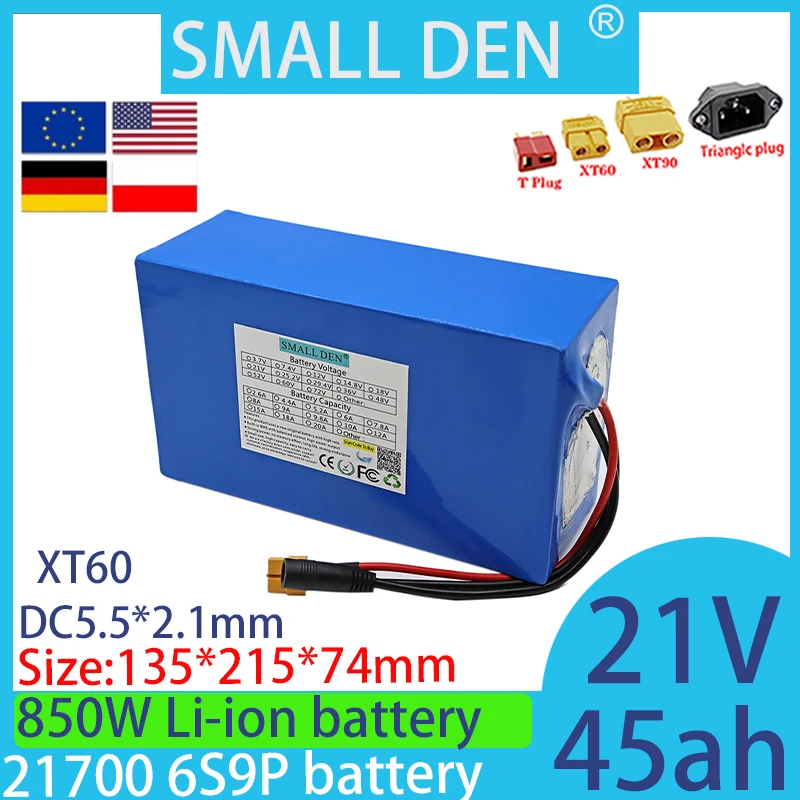 New 21V 45ah 21700 6S9P lithium-ion battery with large capacity and high power solar outdoor rechargeable battery with built-in