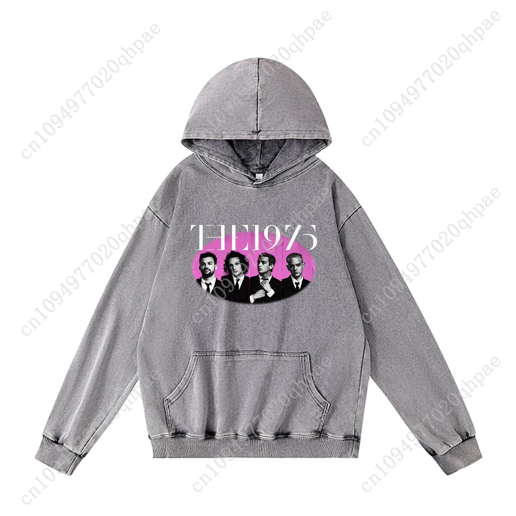 The 1975 Hoodies Retro Hooded Sweatshirt Man Woman Teenager Vintage Pullover Sweat Shirt with Pocket Oversized Customized Tops
