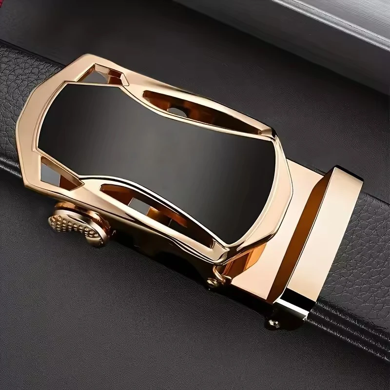 Berühmter Markengürtel für Herren, hochwertiges Leder, Luxusgürtel, Metallgürtel mit automatischer Schnalle, Business-Freizeit-Trendgürtel, für ideale Geschenke – Detail 4