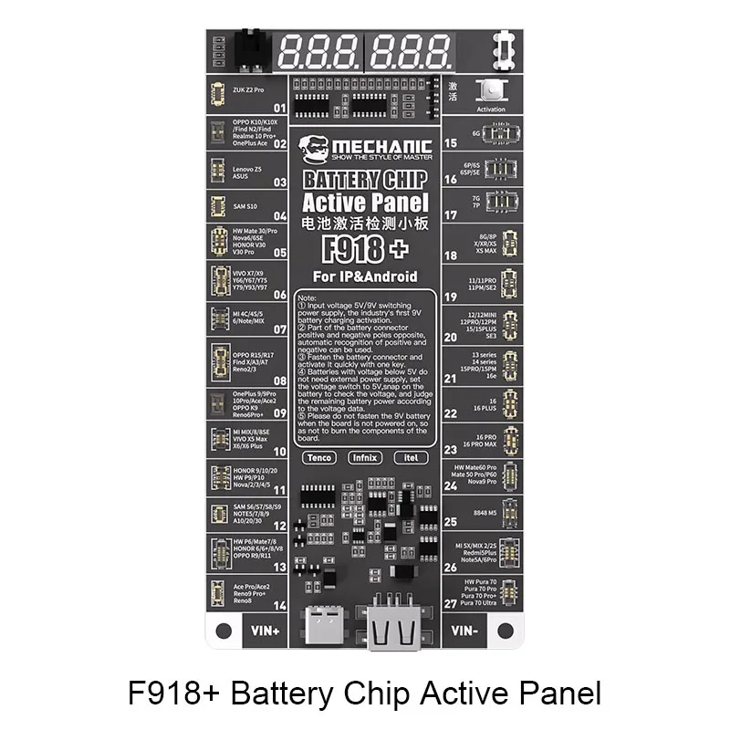 Mechanic F918+ Battery Chip Active Panel 5V-9V Regulated Output For Phone 6-16 Pro Max And Android One-click Activation Tool