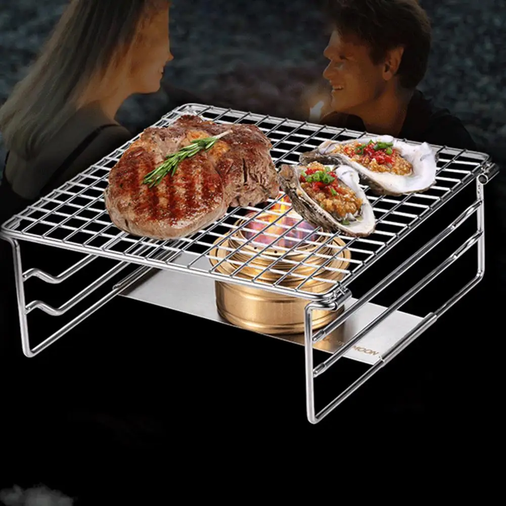 BBQ Bracket Multi-position Net Rack Multifunctional Foldable  Small Outdoor Stainless Steel BBQ Grill