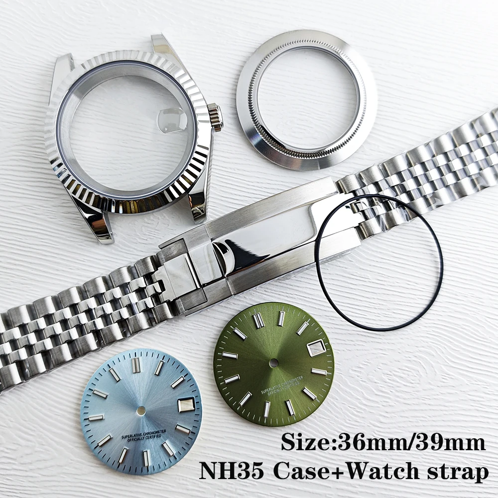 

NH35 case/strap/dial complete set with customizable logo NH35/NH36 28.5MM dial watch green luminous dial suitable for NH35