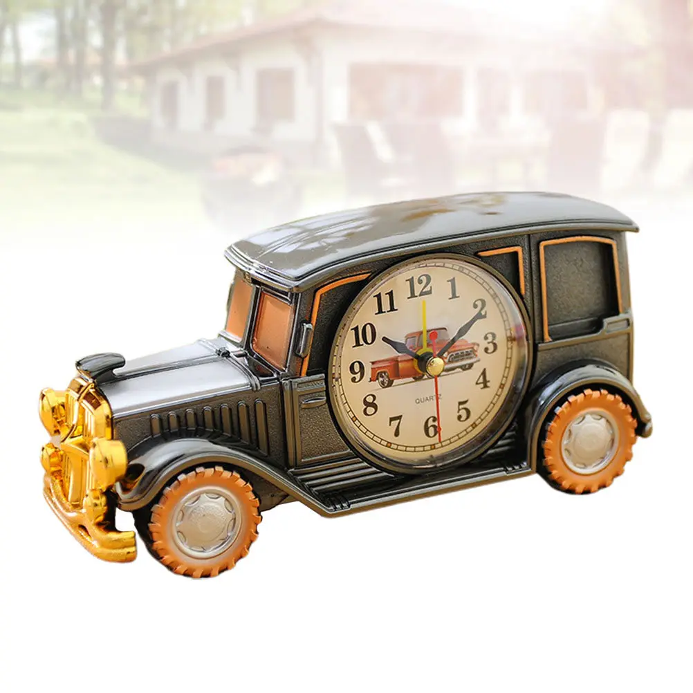 1Pcs Classic Car Shape Alarm Clock Vintage Desktop Bedside Clock Silent Accurate Movement Time Home Office Dorm