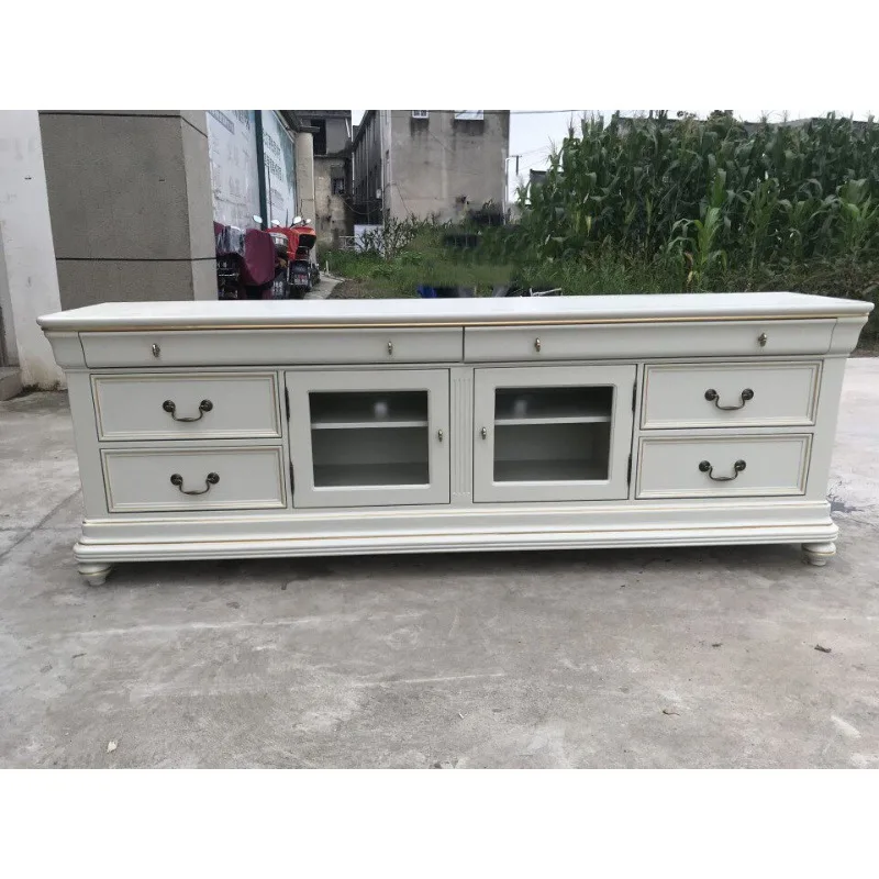 American solid wood TV cabinet neoclassical light luxury TV cabinet living room furniture customization