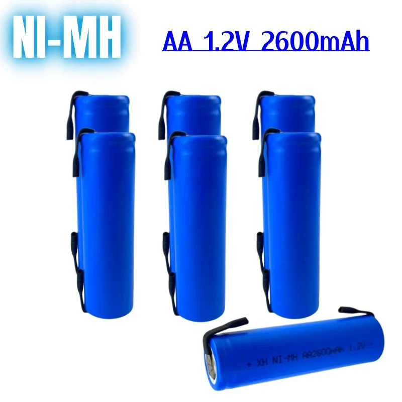 1.2V AA Rechargeable Battery 2600mah NI-MH Cell Blue shell with Solder Tabs for Philips Electric Shaver Razo Toothbrush