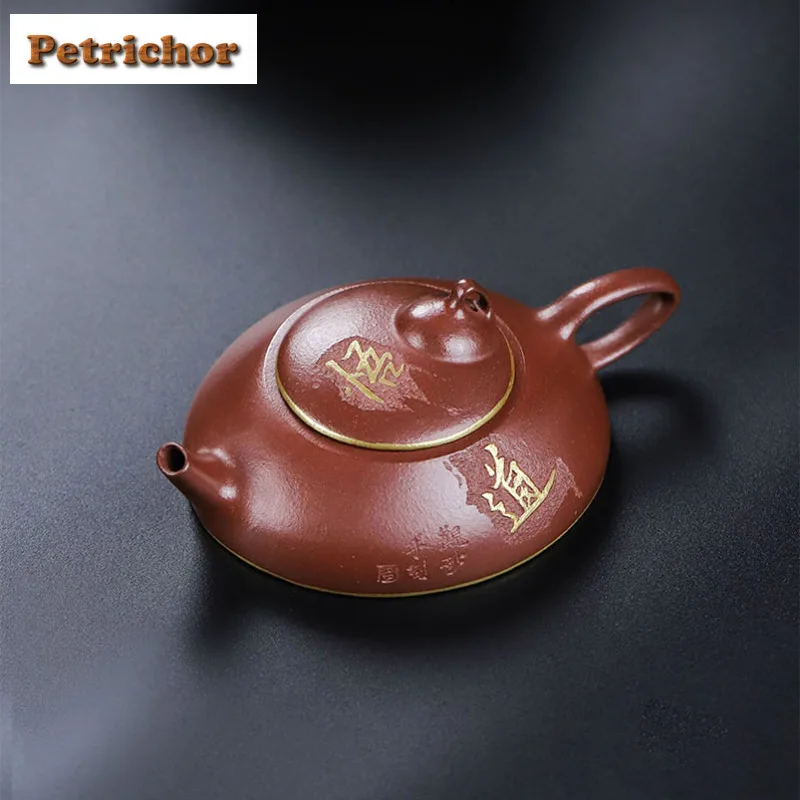 90 مللي بوتيك ييشينغ الأرجواني الطين أباريق الشاي الفنانين اليدوية الذهب الرسم وعاء الخام الخام الأرجواني الطين غلاية Zisha طقم شاي عناصر الشاي تشا #1