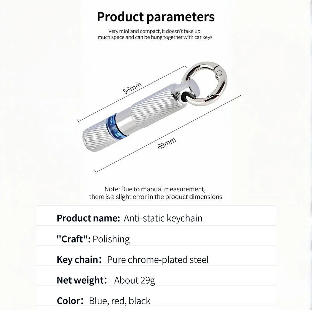 قضيب ثابت مفرغ كهرباء المحمولة مكافحة ساكنة المفاتيح الشتاء الجاف المناخ ساكنة مزيل LED كشف الكهرباء