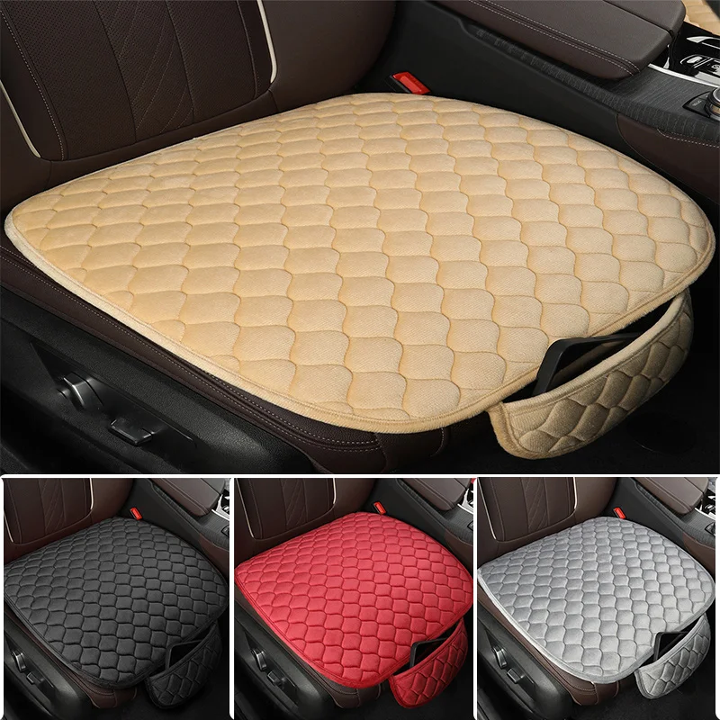 1PC Diamond Quilted Plush Front Car Seat Cushion, Soft Padded Seat Pad Protector with Headrest Pad, Universal Fit Most Vehicles