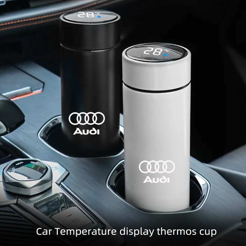 

500ml Car Insulated Cup Stainless Steel Water Bottle Thermos Mug For Audi Sline A1 A3 A4 A5 A6 A7 A8 Q2 Q3 Q5 Q7 Q8 TT B8 B6 C6