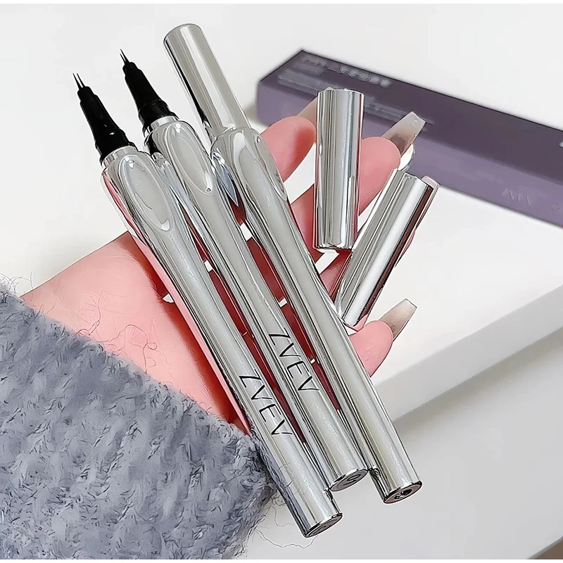 Ultra-fine 2 Point Silver Eyebrow Pen Liquid Wild Eyebrow Tattoo Waterproof 2 Fork Silkworm Brow Pen Easy To Grip Eye Makeup