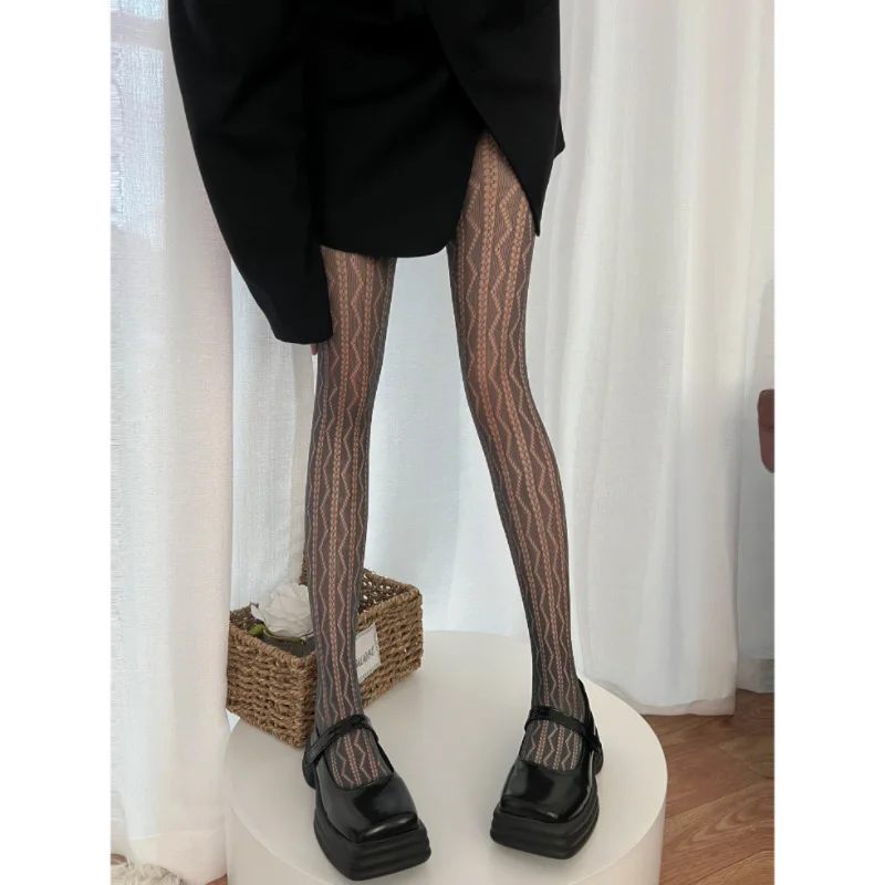 Lolita Rhombus Gridding Mesh calze di seta cameriera costumi Cosplay collant gotici retrò moda Cool Girl Socks