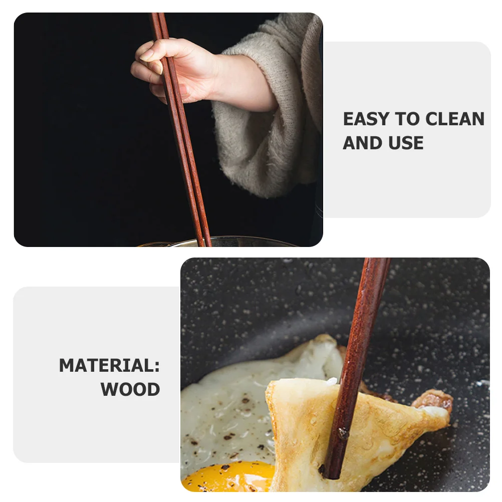 

2 Pairs Anti-Slip Long Wooden Chopsticks For Hot Pot Cooking Noodle Bbq Reusable Lengthened Chinese Japanese Cooking Chopsticks
