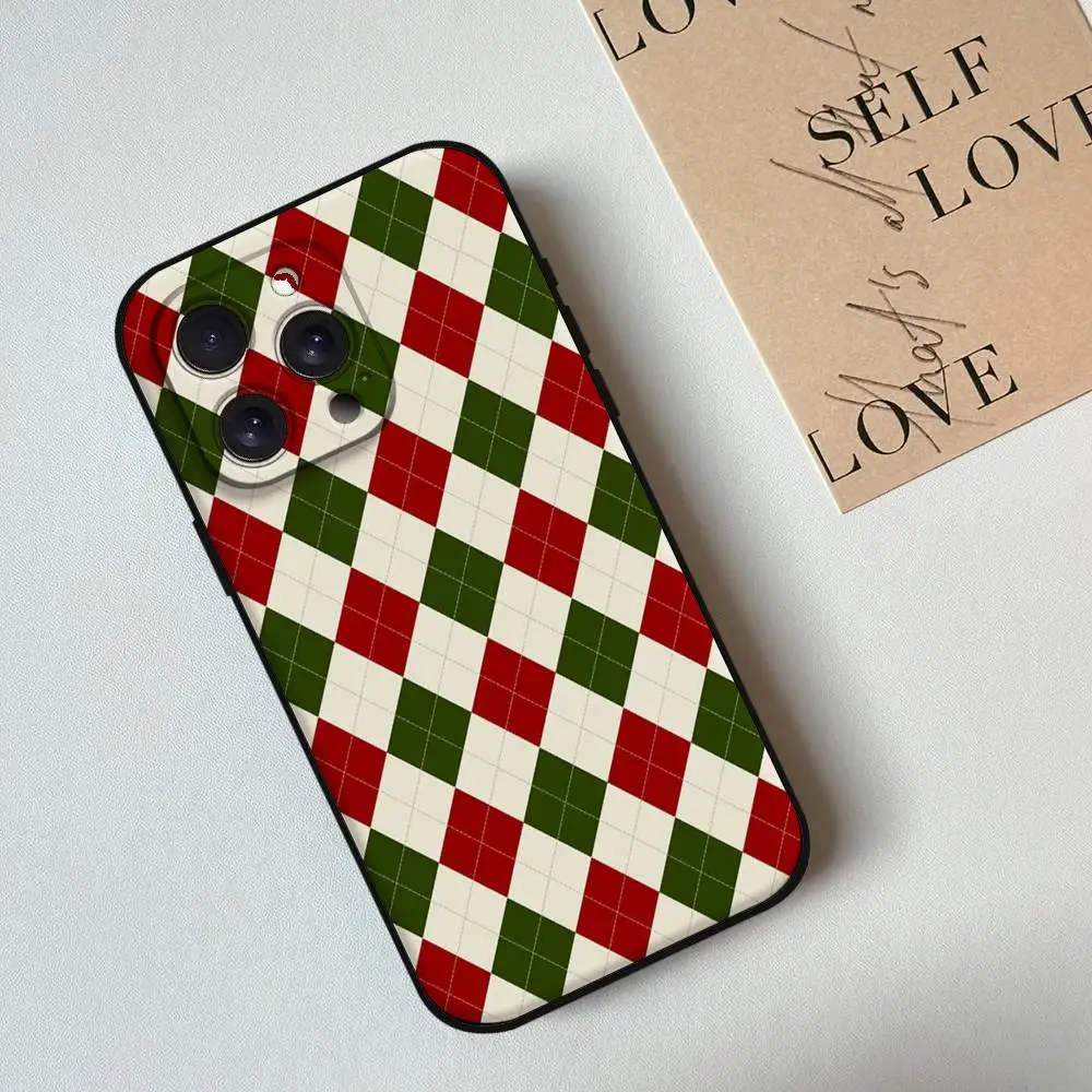 حافظة هاتف عيد ميلاد سعيد للعام الجديد لهاتف آيفون 17,16,15,14,13,12,11 Plus,Pro,Max,XR,XS,X,7,8 Plus,Mini Black Silicone Soft