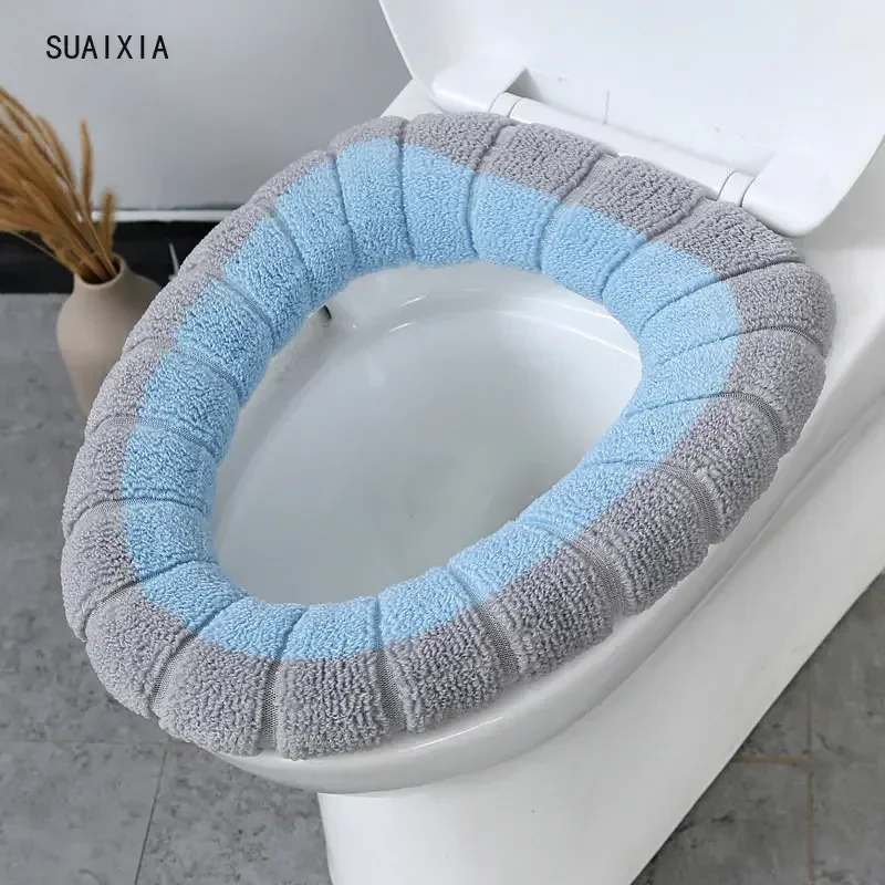 Plush Universal Toilet Seat Cushion Thick O-shaped Toilet Seat Toilet Cover With Handle Nordic Bathroom Accessories