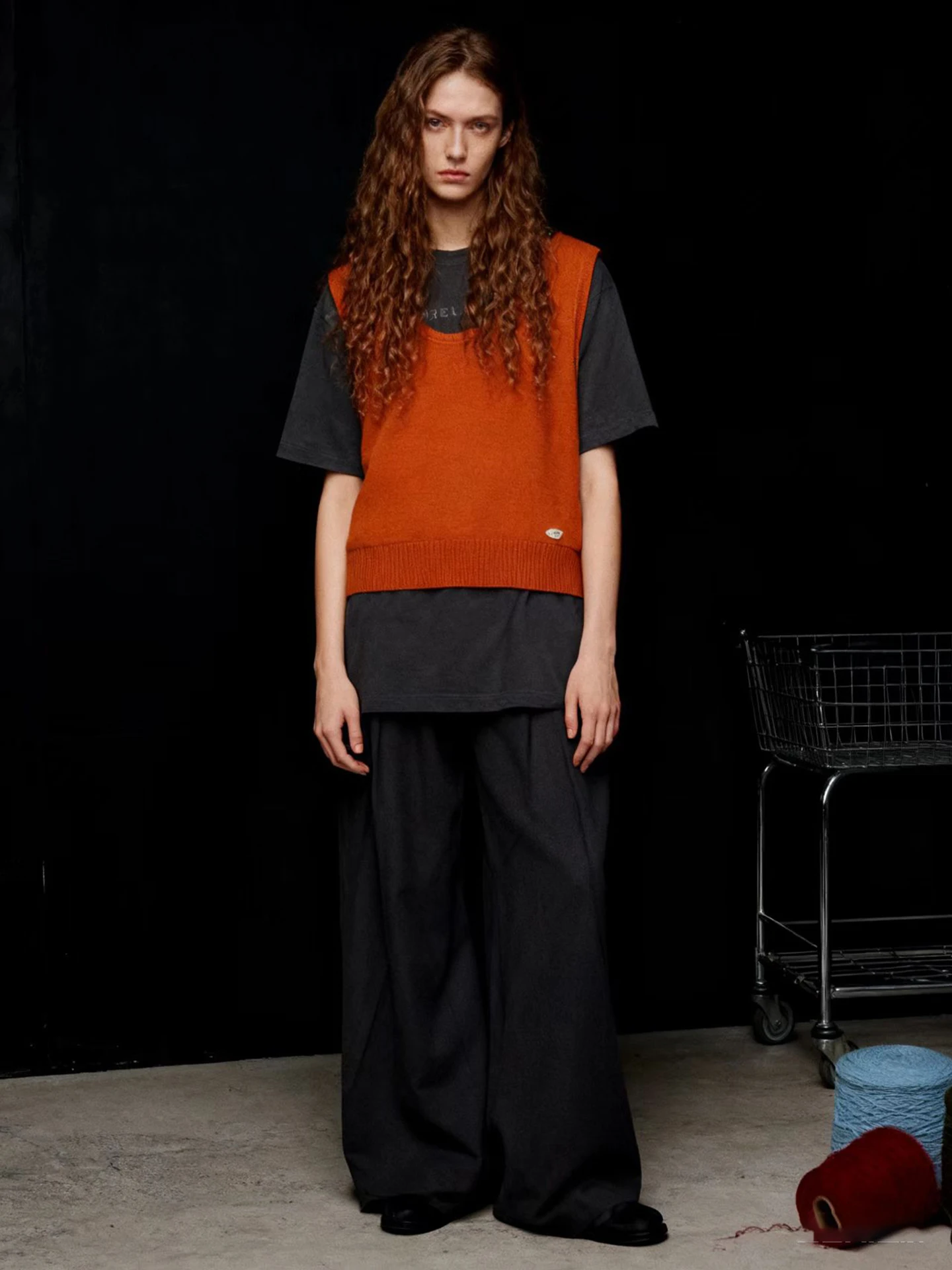 

HUAAPPUW женский двусторонний жилет оранжевый свободный вязаный свитер осень-зима новый модный универсальный смесь полиэстера