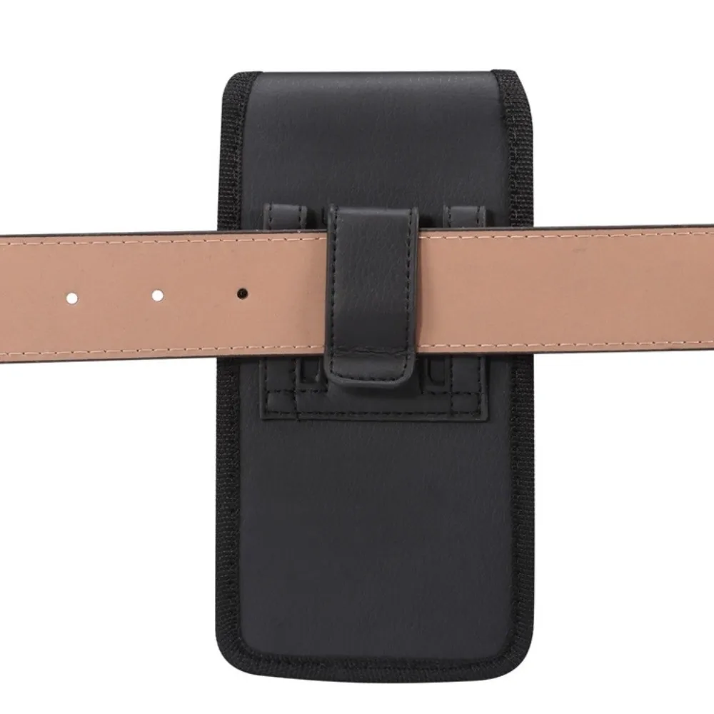 Single-layer Mobile Phone Pouch Universal Waterproof Phone Belt Clip Bag PU Black Phone Belt Hanging Pouch Gift for Father