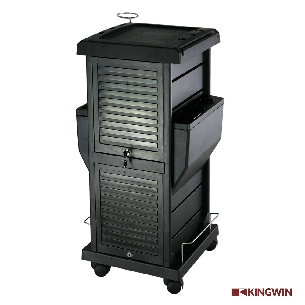 Lockable Modern Hair Salon Trolley Equipment with Appliance Holders