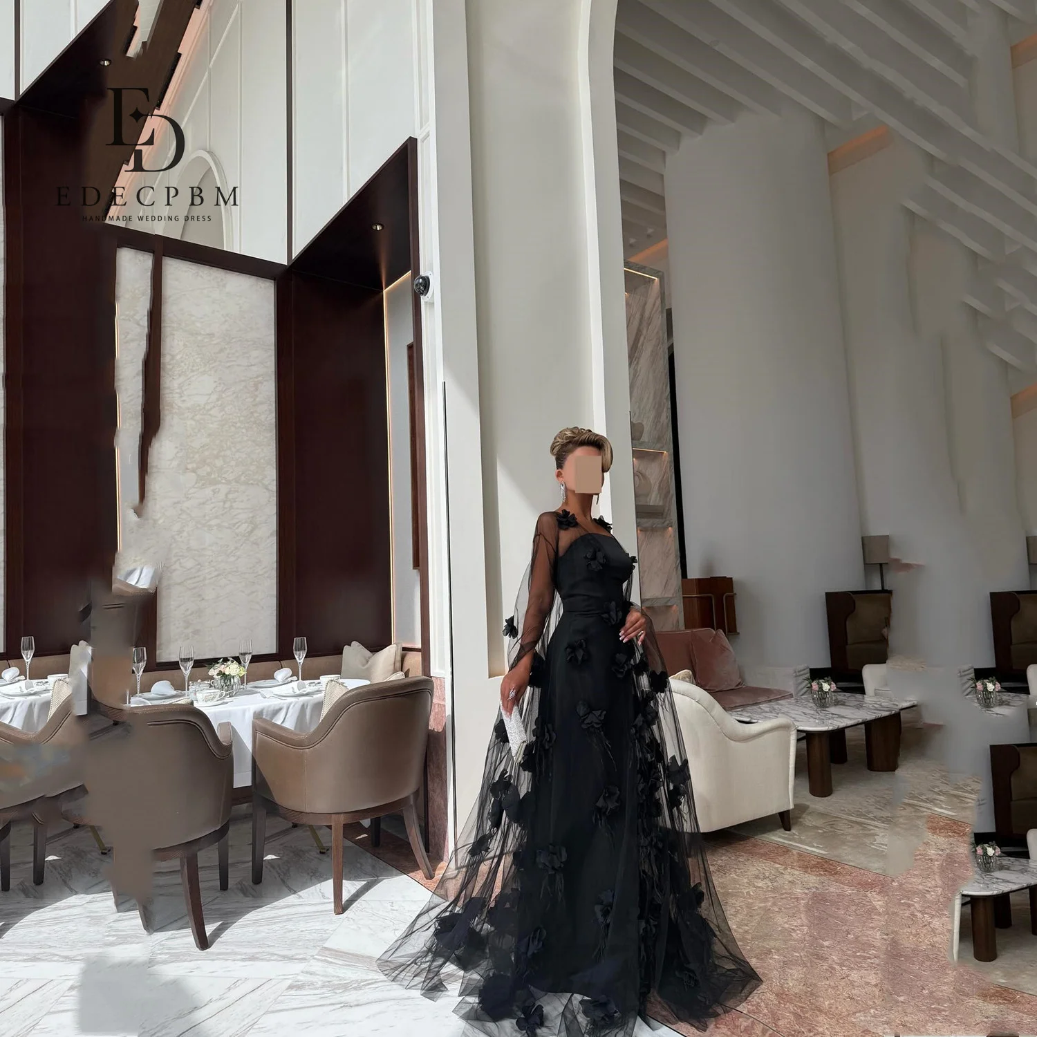 

EDECPBM Black Beautiful Prom Dresses Store Vestidos De Festa Luxurious Evening Dresses 2025 Luxury فساتين سهرة Shawl Customized