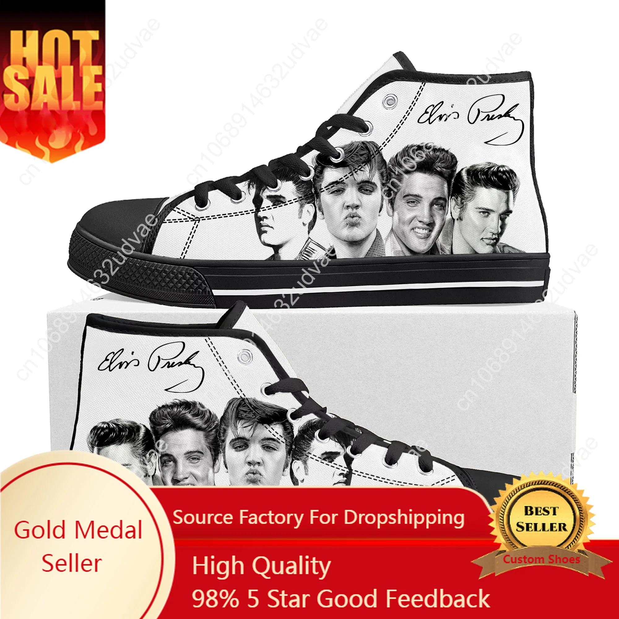 

The King Hillbilly Cat Elvis High Top Sneakers Men Women Teenager Canvas Sneaker Aaron Presley Casual Couple Shoes Custom Shoe