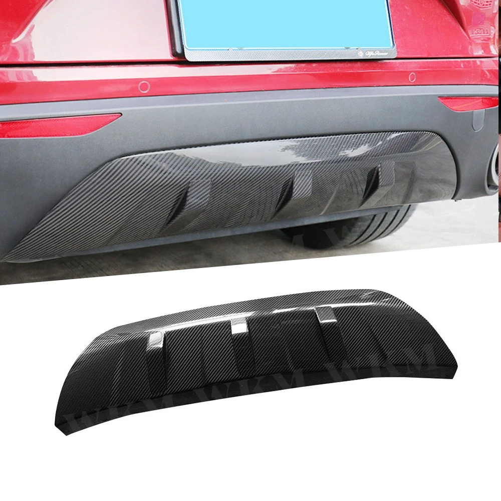 

Carbon fiber Rear Lip Diffuser Trim For Alfa Romeo Stelvio 2017 2018 2019 ABS Fins Shark Style Bumper Cover Car Styling
