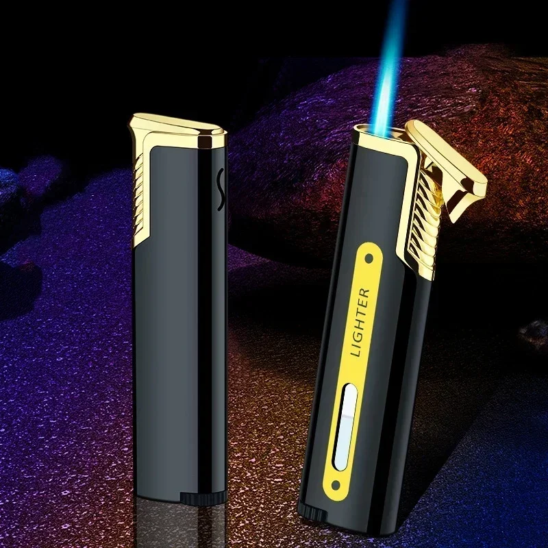 5PC Mini Portable Inflatable Metal Windproof Lighter High-power Butane Gas Cigar Lighter High-end Gift for Men 1PC lighters 2024