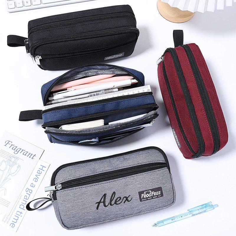 Maßgeschneiderte Stickerei/Standard-Stil 2 Optionen, Dreifach-Fächer Federmäppchen, Clutch, Kosmetiktasche, Zurück-zur-Schule-Saison, Geschenk! – Detail 2