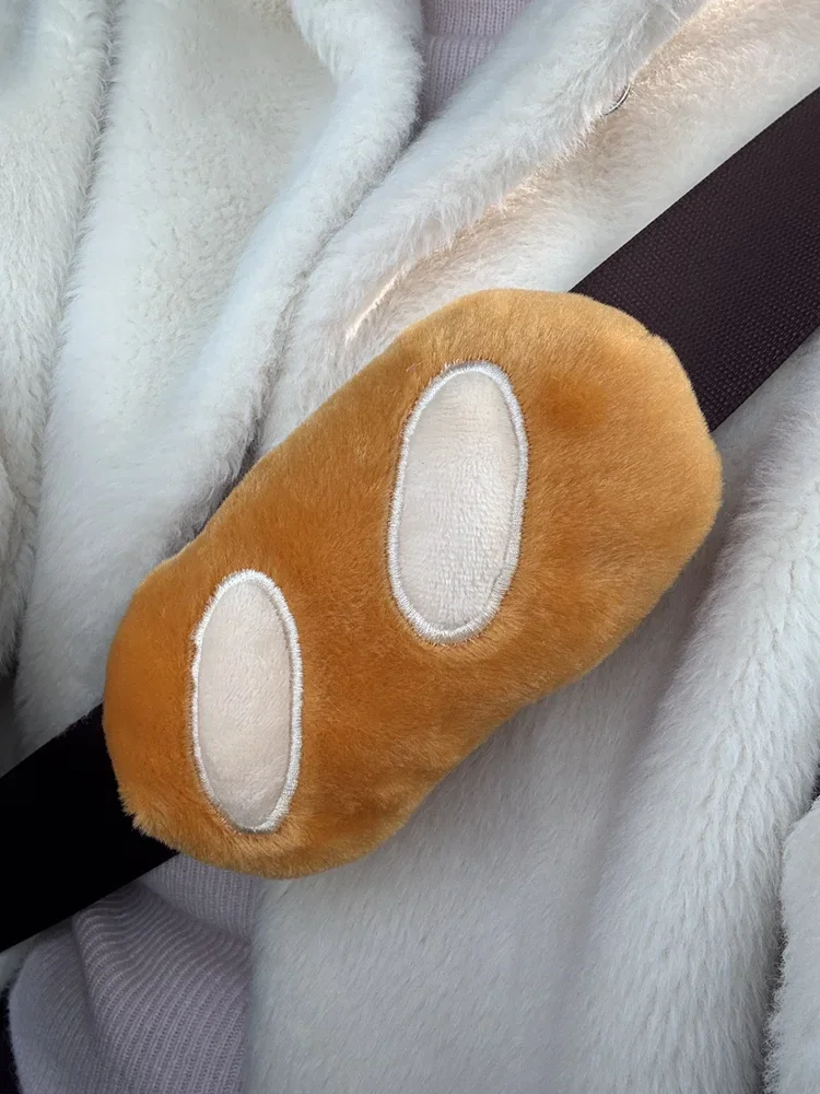 Niedliches Croissant-Autokopfstützenkissen, Plüsch-Brot-Sicherheitsgurtbezug, Auto-Kopfstützenpolster, Auto-Innendekor-Accessoires – Detail 3