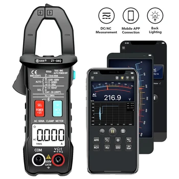 Official ZT-5BQ Wireless Clamp Meter Digital Technology Smart Multimeter True RMS Voltmeter Ammeter Auto Rang Capacitor NCV Tester