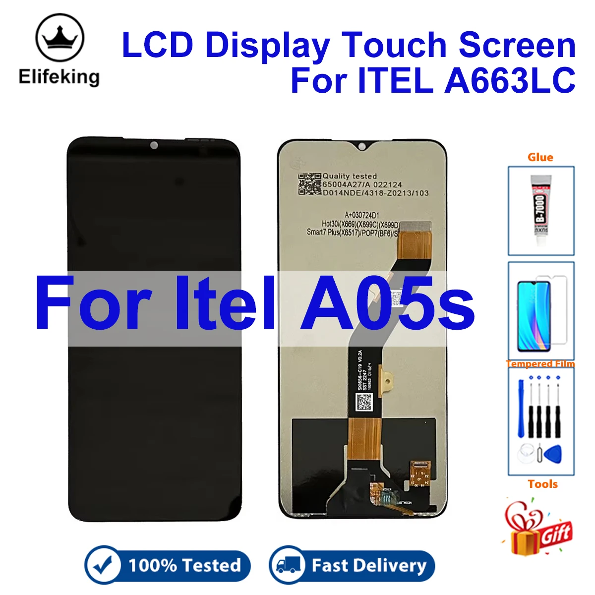 Display LCD for Itel A05S  Touch Screen Replacement A663LC Digitizer Repair Parts with Free Tools