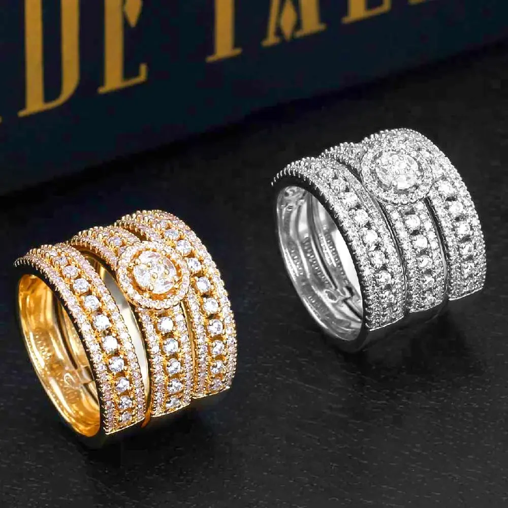 

JEWEL Fashion Combination ring High Quality Micro Paved AAA+ Cubic Zirconia Rings For Women Wedding Party Gift
