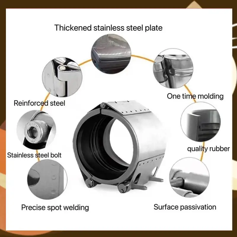 

Hot Pipe Leak Seal Repairer, Metal Pipe Emergency Pipe Repair Kit, Stainless Steel Pipe Repairer (60Mm-65Mm/2.5 Inches)