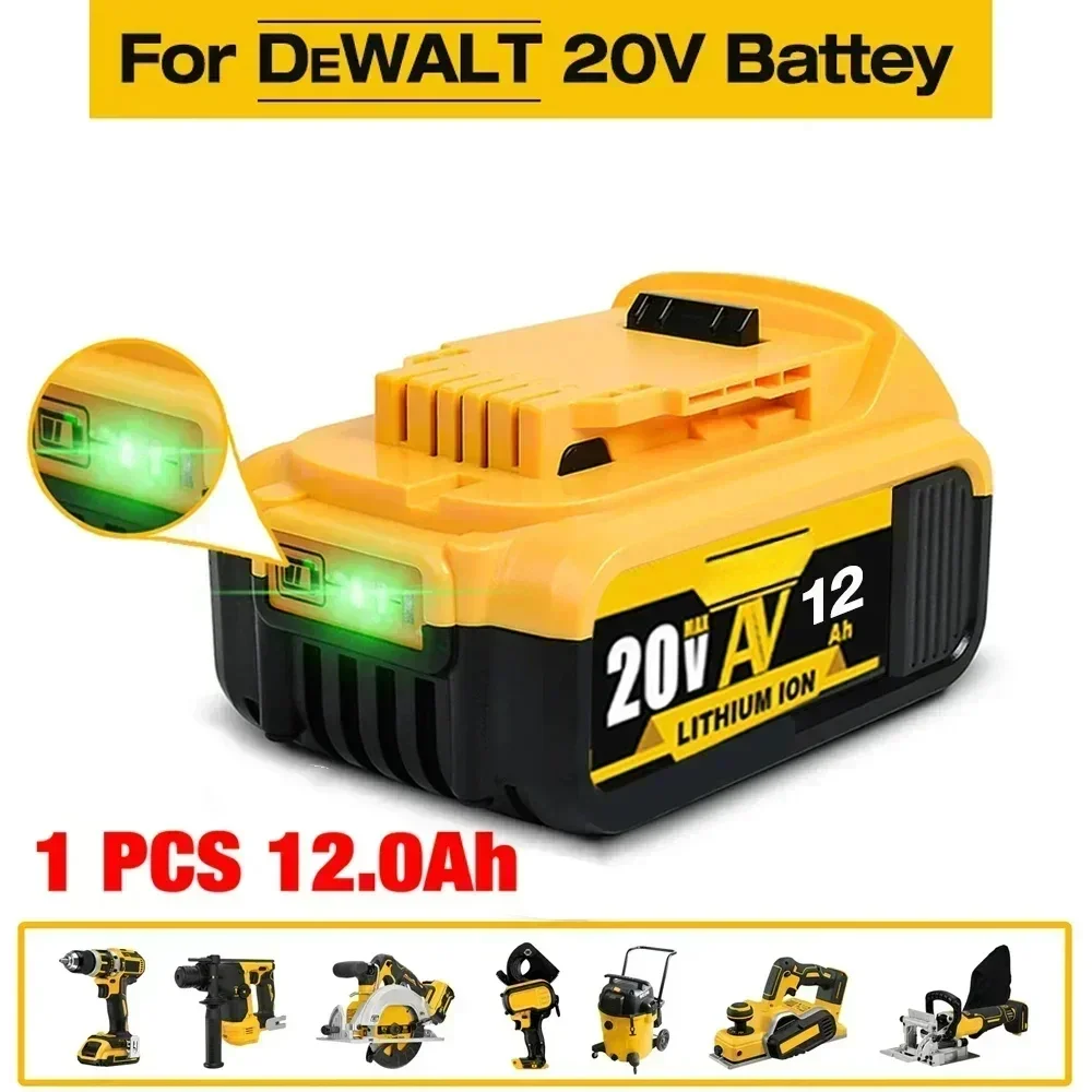 100% NEW DCB200 20V 12000mAh Lithium Replacement Battery For Dewalt 18V DCB184 DCB200 DCB182 DCB180 DCB181 DCB182 DCB201 DCB206