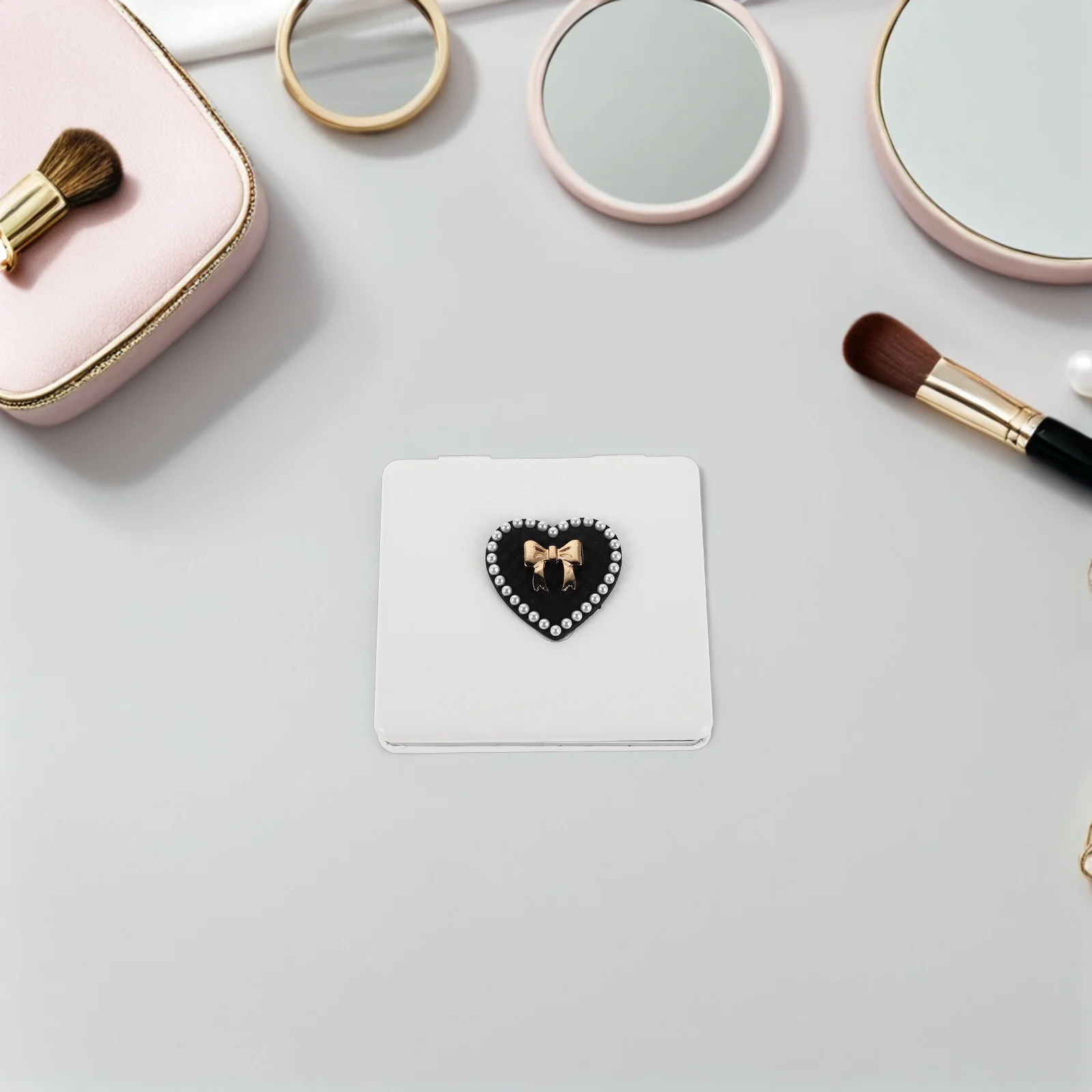 Petit miroir de vanité de voyage pliable et Compact pour femmes, Portable, verre ABS PU, précision double face