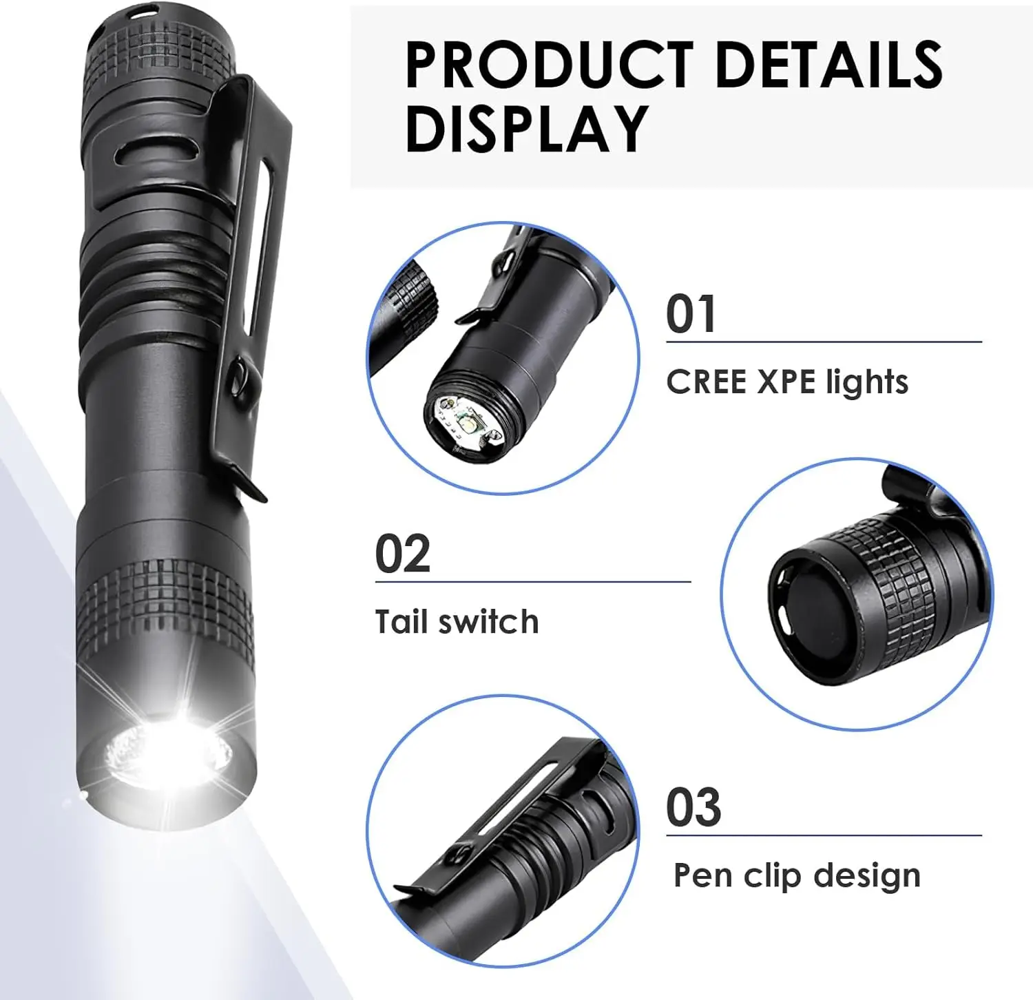 1 قطعة مصباح يدوي LED محمول القلم الشعلة مصباح كليب ضوء صغير Penlight-نمطان للاختيار من بينها