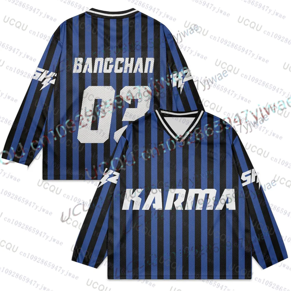 

Футболка Kpop Stay Karma Album для фанатов: Феликс, Бангчан, Хюнджин. Уличная повседневная одежда оверсайз, дышащая, с длинным рукавом, для женщин и мужчин.