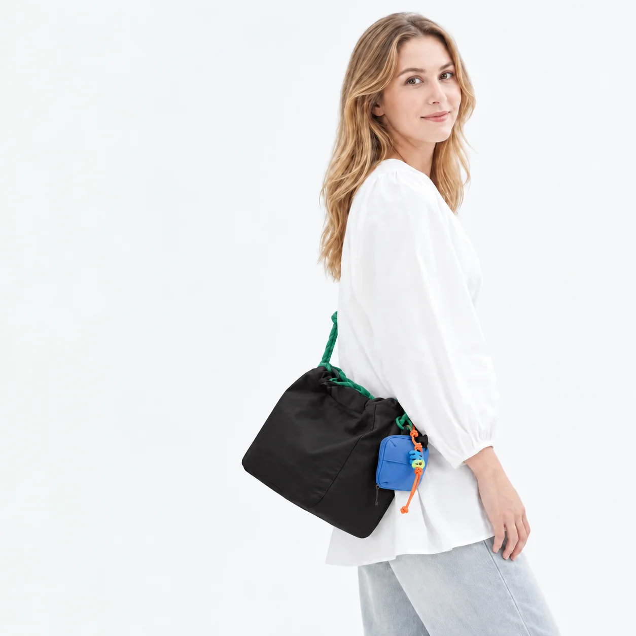 Große Kapazität, Kordelzug-Tragetasche, 9,5 l, leichte Nylon-Handtasche, wasserdichte Damen-Umhängetasche, mehrwegige Umhängetasche – Detail 1