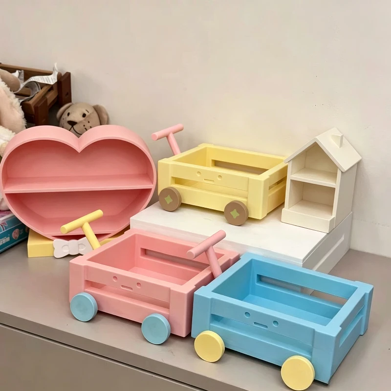 Cartoon Trolley Display Stand Shelf Organizer for Action Figures Blind Box Dolls Miniatures Storage Showcase Home Decor 2026 New