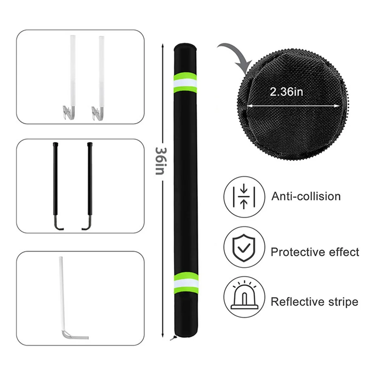 #92A Outdoors,2Pcs 36 Inch Boat Trailer Guide Pole Cover,Black