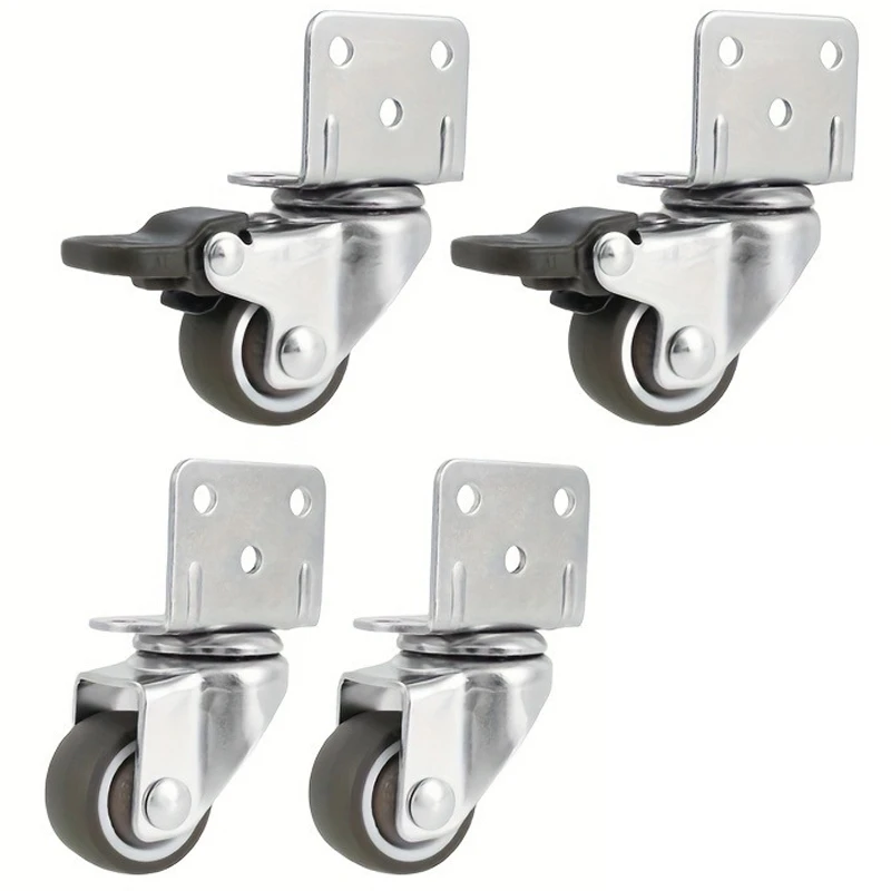 4pcs Heavy Duty Swivel Casters, Secure Dual Locking Quiet Soft Rubber Wheels, 360 Degree Rotation Sturdy Swivel Casters