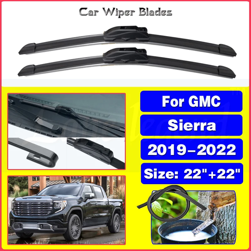 

2pcs Front Windshield Wiper Blades For GMC Sierra Fifth Generation 2019 2020 2021 2022 Windscreen Window Car Accessories 22"+22"