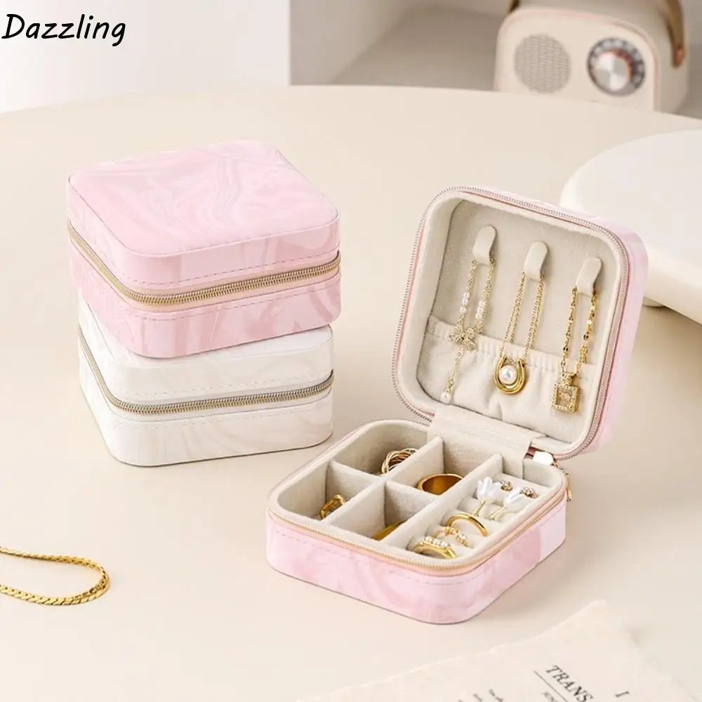 

Портативная коробка для хранения ювелирных изделий, многослойный органайзер, серьги, ожерелье, кольцо, шкатулка для ювелирных изделий, упаковочная коробка, витрина для ювелирных изделий на молнии